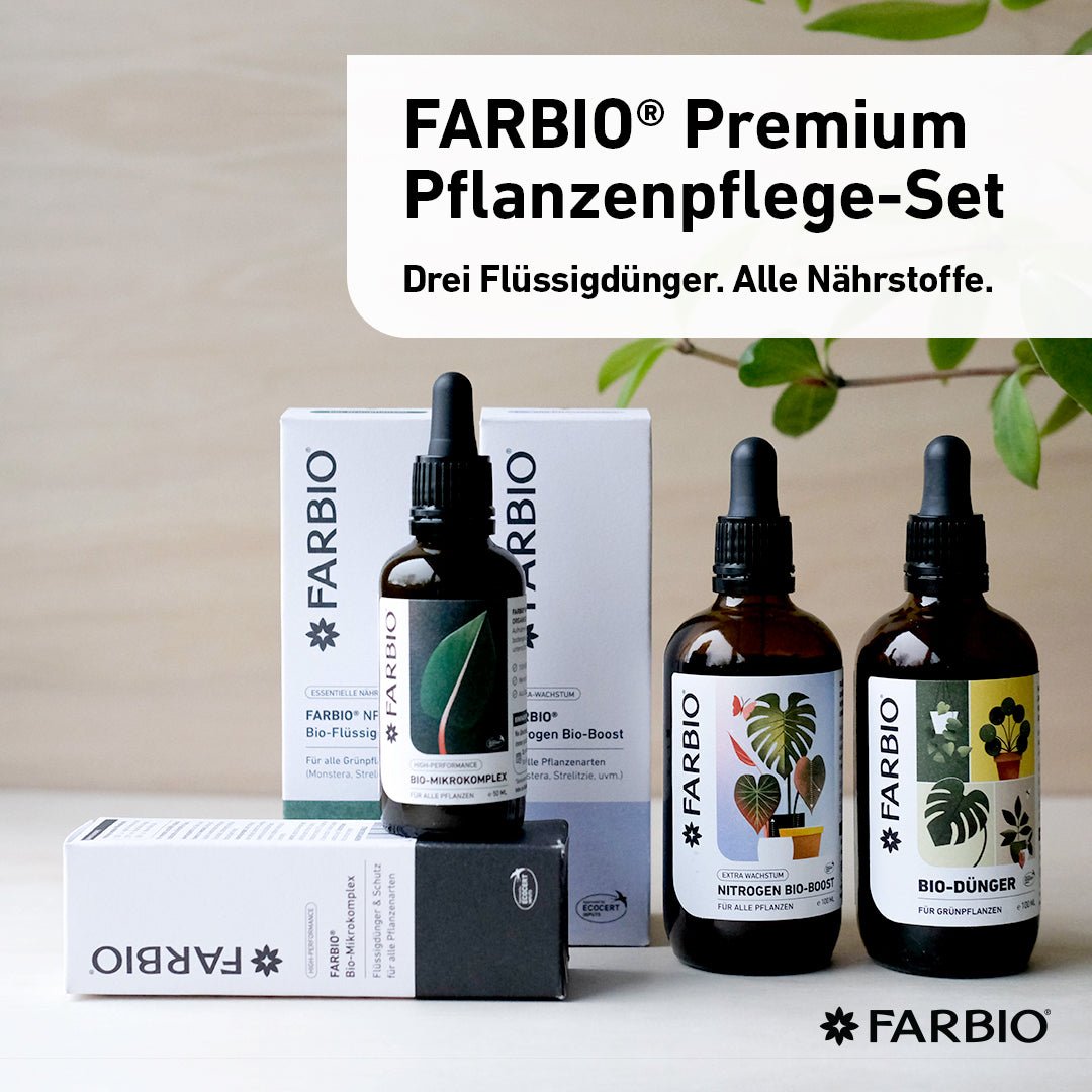 Bestseller-Set: Pflanzenpflege, Schutz und Extra-Wachstum - FARBIO® - Nachhaltige Bio-Flüssigdünger aus Hamburg